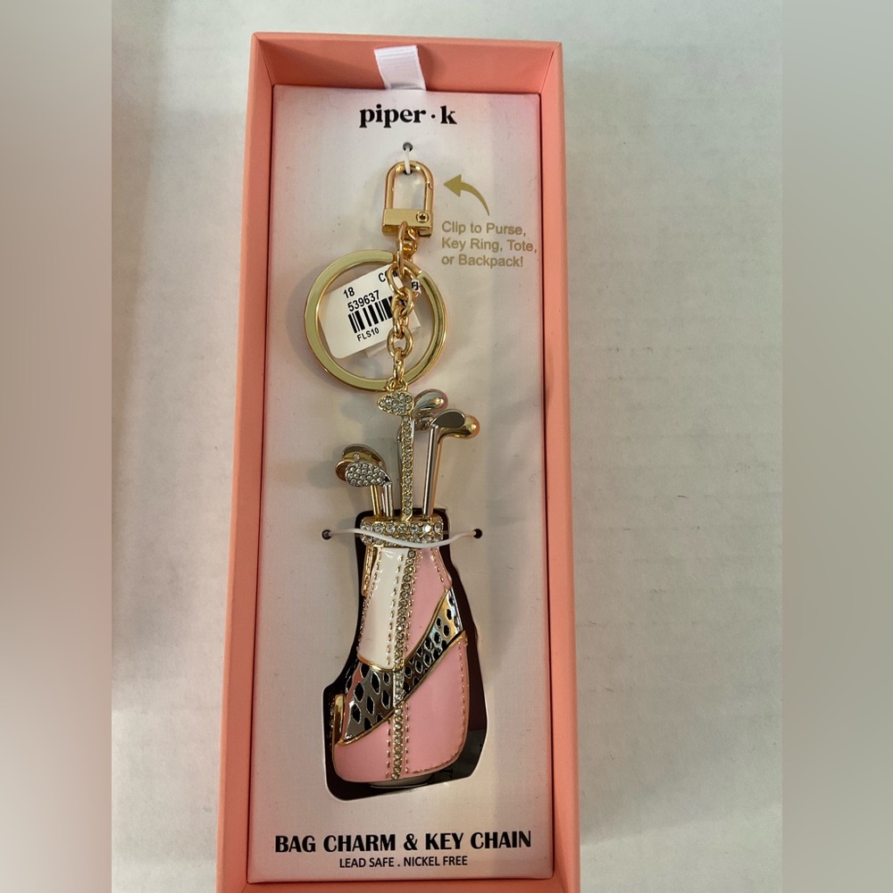 Piper K Golf Pink Bag Charm & Key Chain